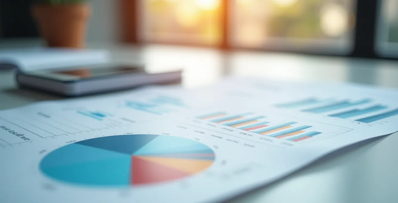 Detailaufnahme eines professionellen Analyse-Dashboards mit Diagrammen und Statistiken