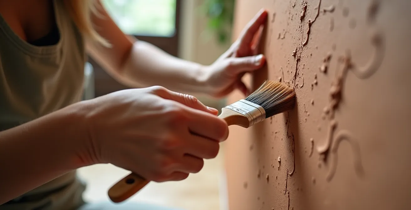 Meditativer Prozess des Auftragens von natürlichen Wandfarben