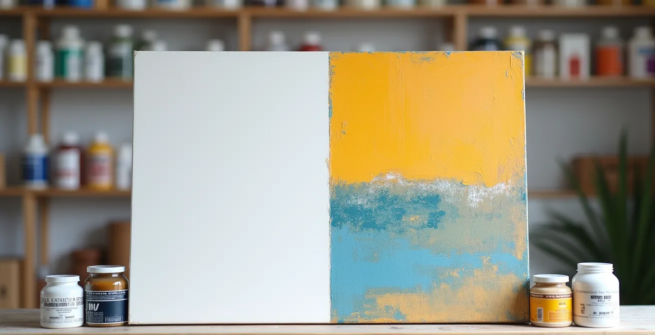 Vergleichende Darstellung von Farbverbrauch bei verschiedenen Maltechniken