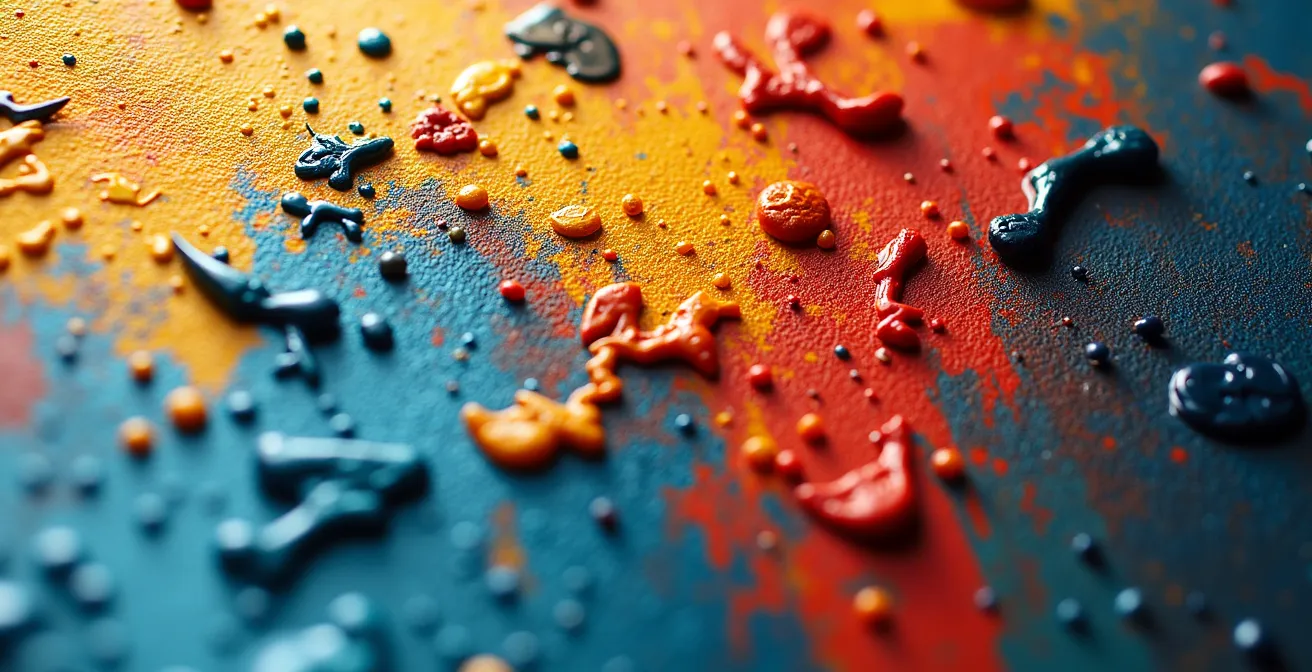 Makroaufnahme von Pinselstrichen auf Leinwand