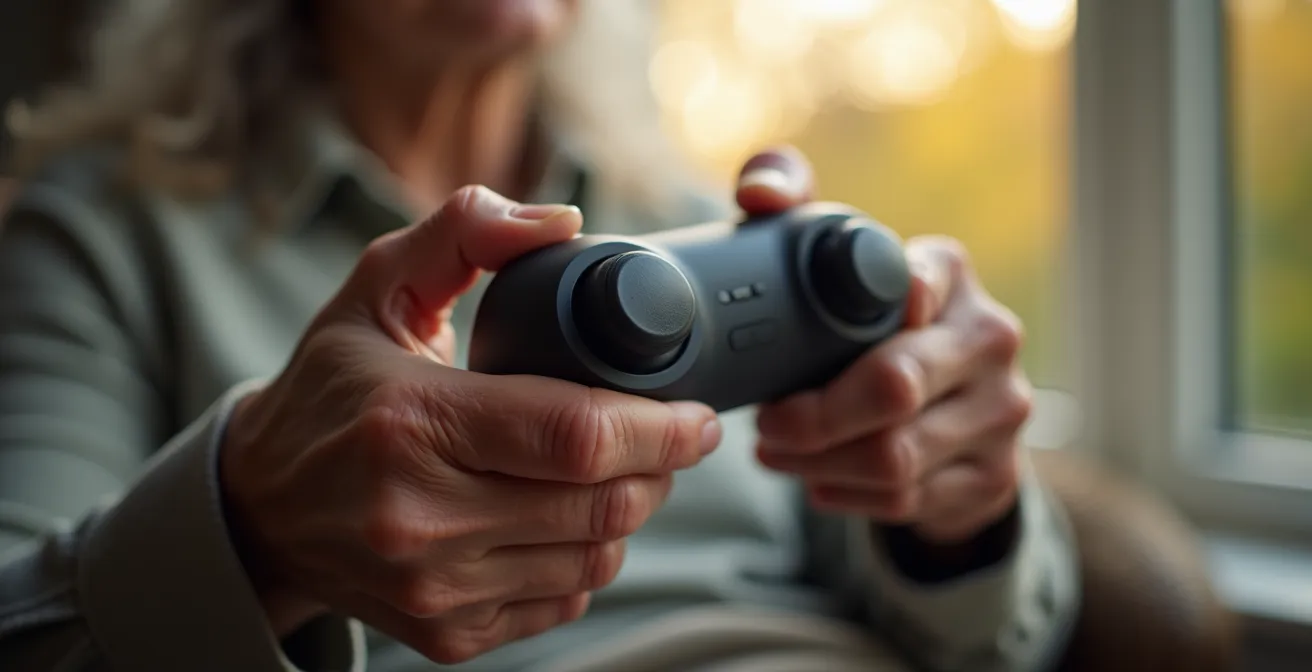 Ältere Dame erhält geduldige Einweisung in VR-Technologie durch freundliche Museumsmitarbeiterin